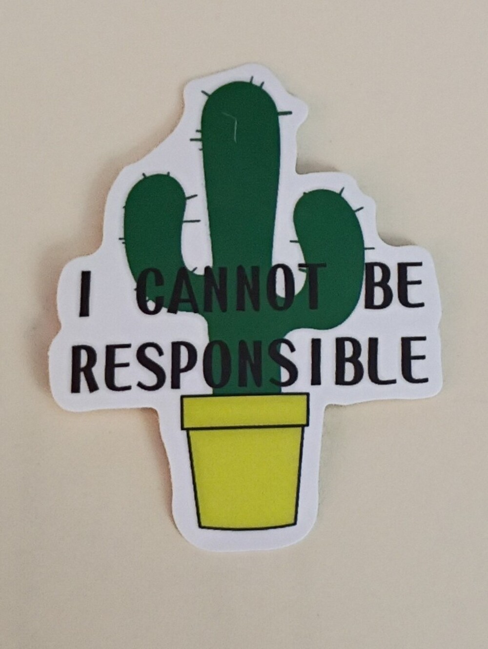 10/$10 Stickers Decal - I Cannot Be Responsible - Cactus In Yellow Pot